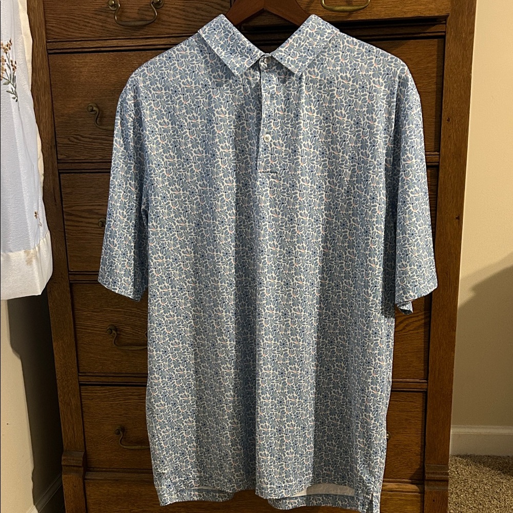 Men's Straight Down Flowered Golf Shirt